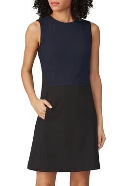 KaufmanFranco Navy Blue Black Mini Sheath Dress Size 4 Career Work Designer $400